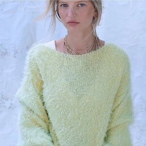 Free People Fuzzy Light Green Sweater